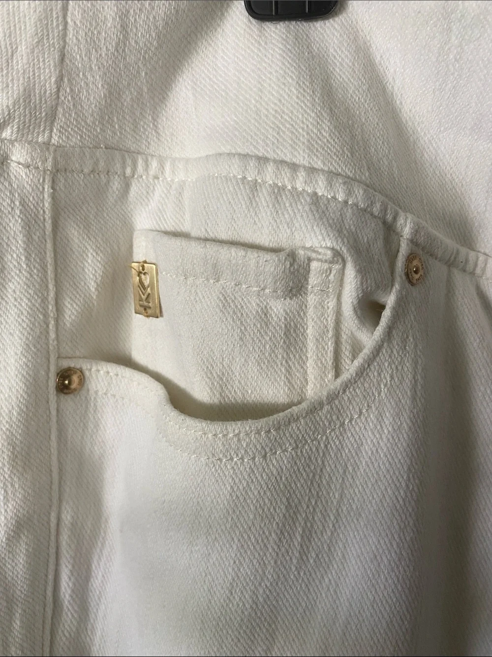 Belle by Kim Gravel Cream pants with Gold Logo Detail